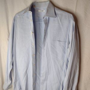 Mark Shale Men's Shirt Size L 15 1/2 Long Sleeve Stripe blue/white